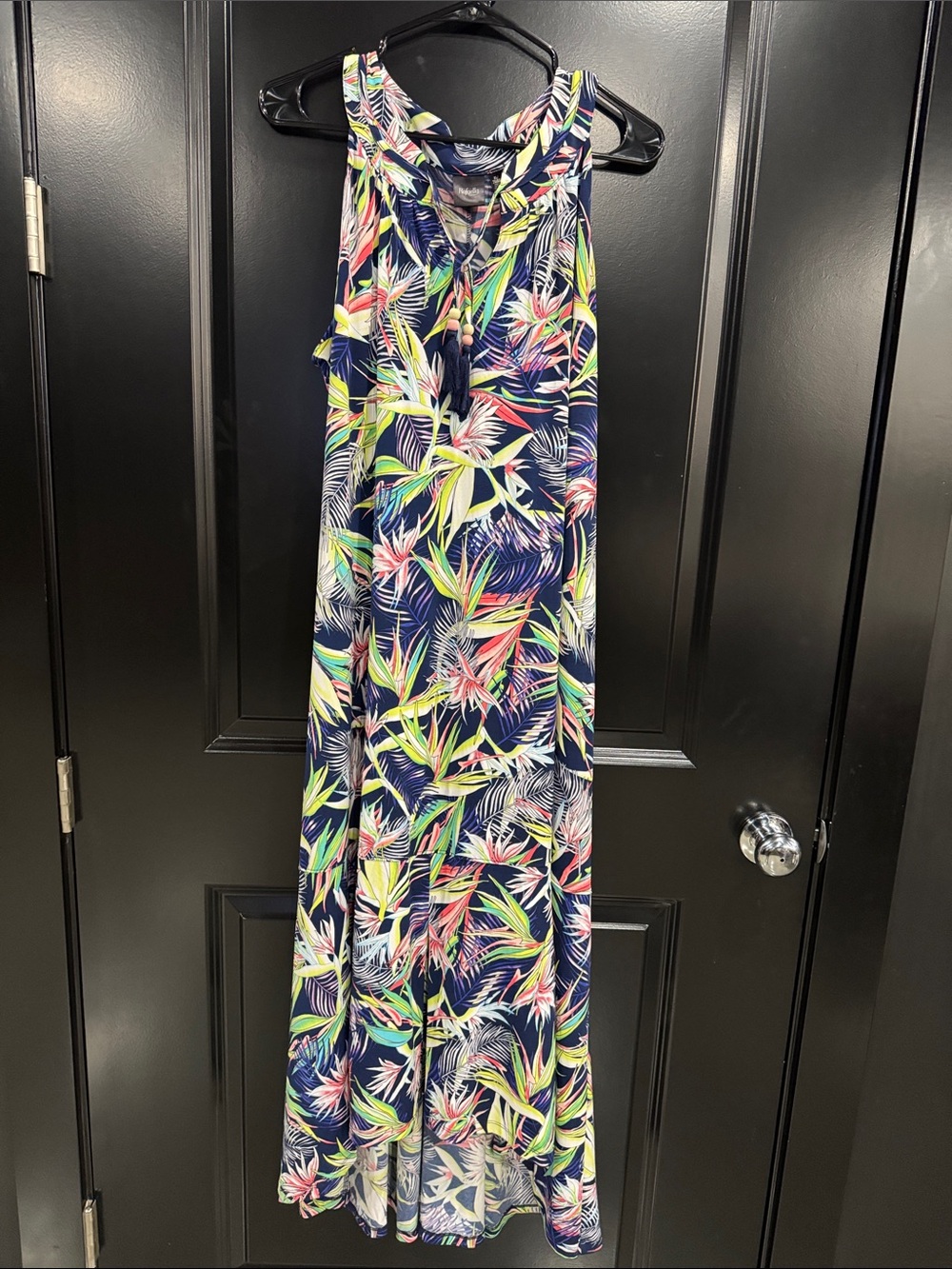 Rafaella Navy Tropical Leaf Maxi Dress